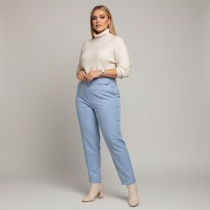 Missguided Light Blue Tailored Belted Cigarette Trousers